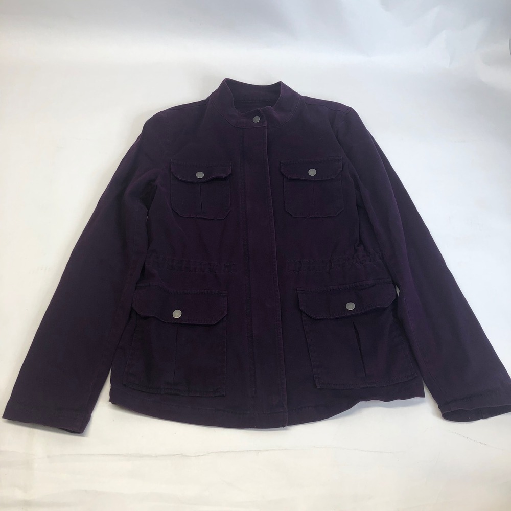 Ann Taylor LOFT Purple Jacket Size Small Utility Military Drawstring Waist